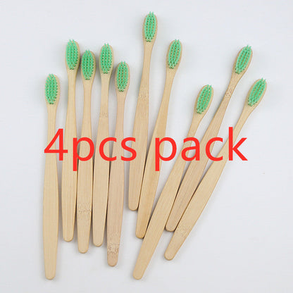 Eco-Friendly Bamboo Toothbrush with Multicolored Bristles