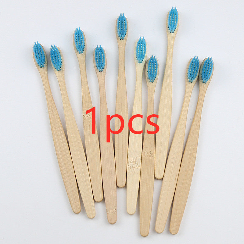 Eco-Friendly Bamboo Toothbrush with Multicolored Bristles