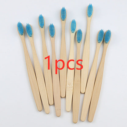 Eco-Friendly Bamboo Toothbrush with Multicolored Bristles