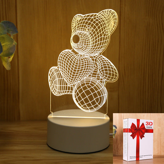 Energy-Efficient 3D Illusion LED Bear Lamp