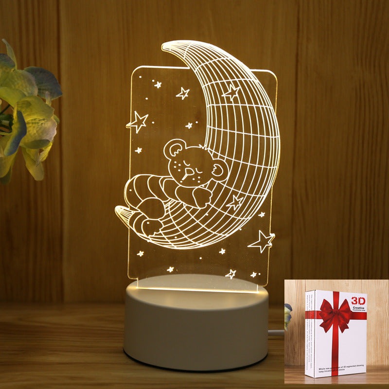 Energy-Efficient 3D Illusion LED Bear Lamp - Decorative Lighting