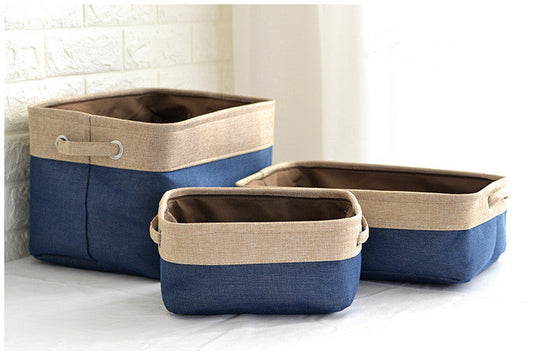 Eco-Friendly Rectangular Storage Baskets in Blue and Beige