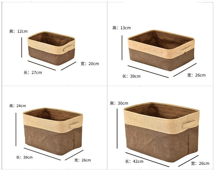 Eco-Friendly Rectangular Storage Baskets - Blue & Beige Fabric Organizers