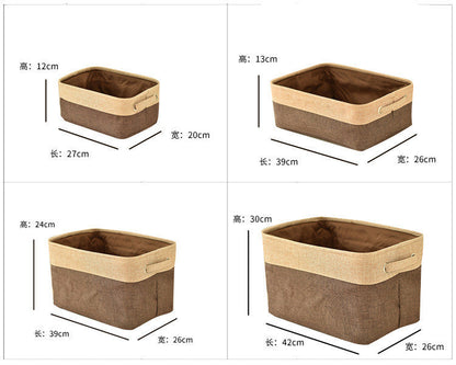 Eco-Friendly Rectangular Storage Baskets - Blue & Beige Fabric Organizers