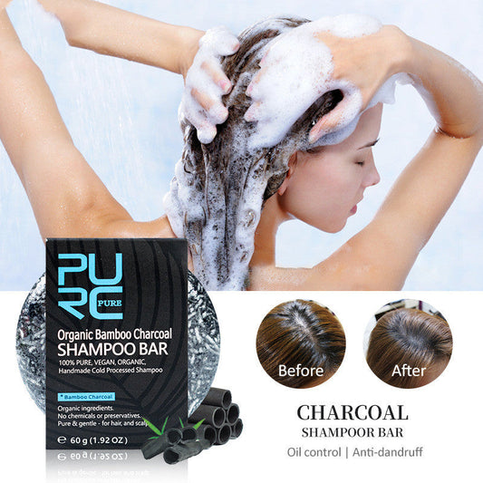 Organic Bamboo Charcoal Shampoo Bar in biodegradable packaging