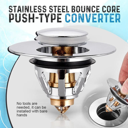 Stainless Steel Bounce Core Push-Type Drain Stopper Converter