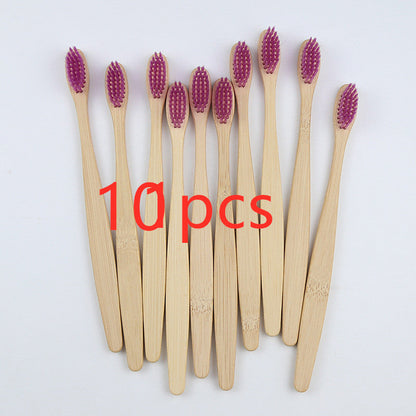 Eco-Friendly Bamboo Toothbrush with Multicolored Bristles