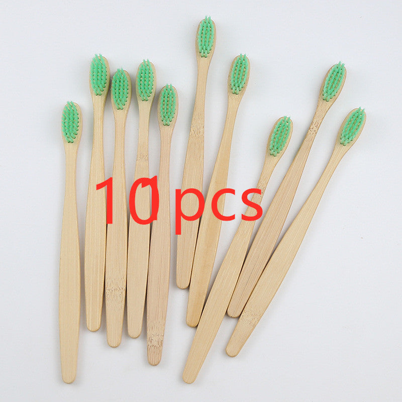 Eco-Friendly Bamboo Toothbrush with Multicolored Bristles