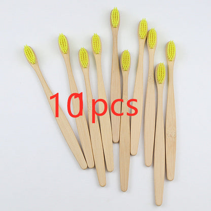 Eco-Friendly Bamboo Toothbrush with Multicolored Bristles