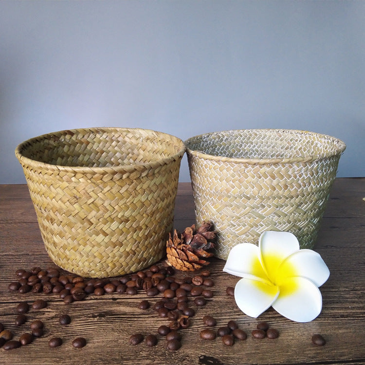 Natural Beige Woven Storage Basket - Eco-Friendly Home Decor