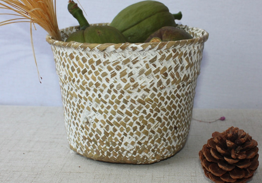 Natural Beige Woven Storage Basket - Eco-Friendly Home Decor
