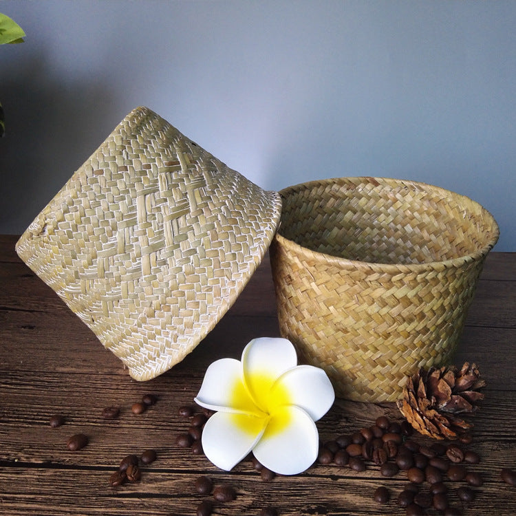 Natural Beige Woven Storage Basket - Eco-Friendly Home Decor