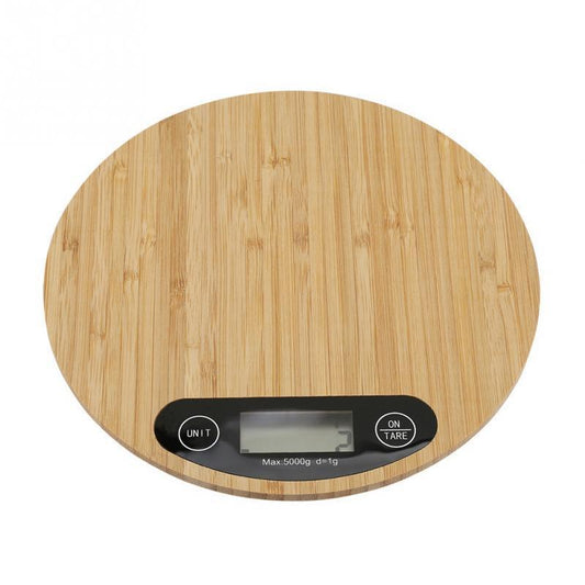 Eco-Friendly Bamboo Digital Kitchen Scale in Natural Wood Tone