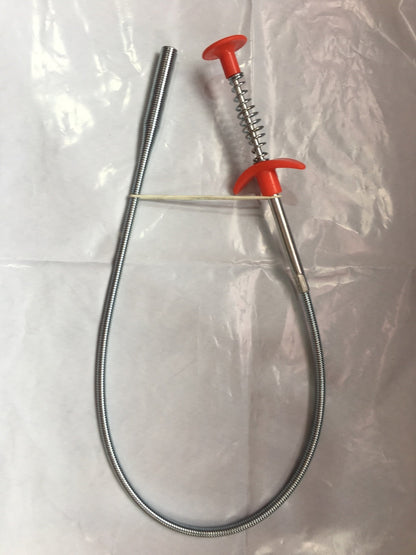 Eco-Friendly Drain Clog Remover Tool - Metal Shaft, Red Handle, 60cm