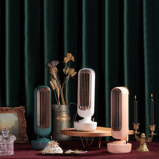 Compact Energy-Efficient Tabletop Fan in Green, White, and Pink