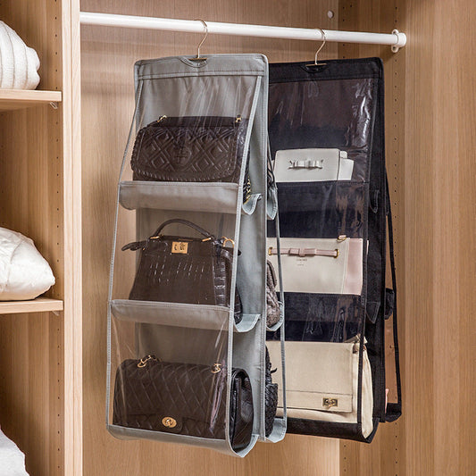 Eco-Friendly Hanging Handbag Organizer in Gray and Black