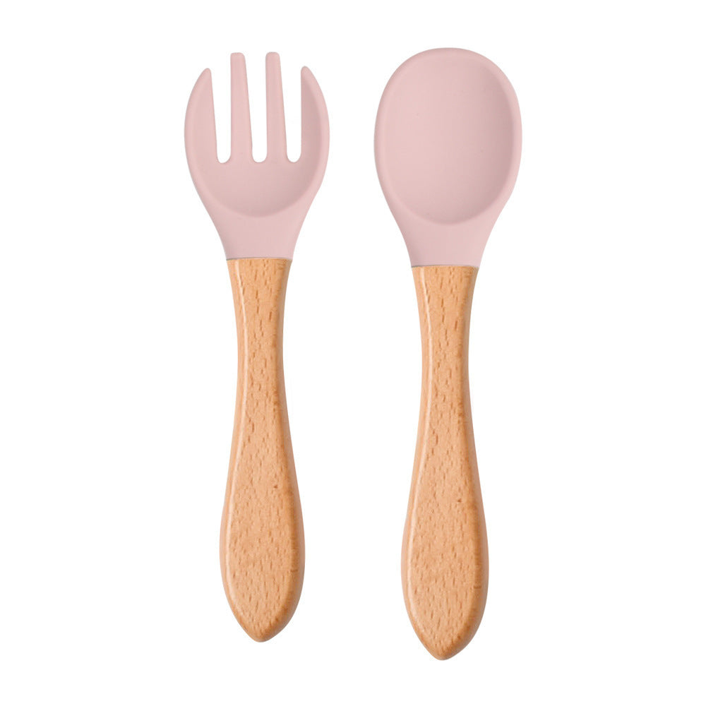 Eco-Friendly Silicone & Wood Utensil Set for Kids - Blue