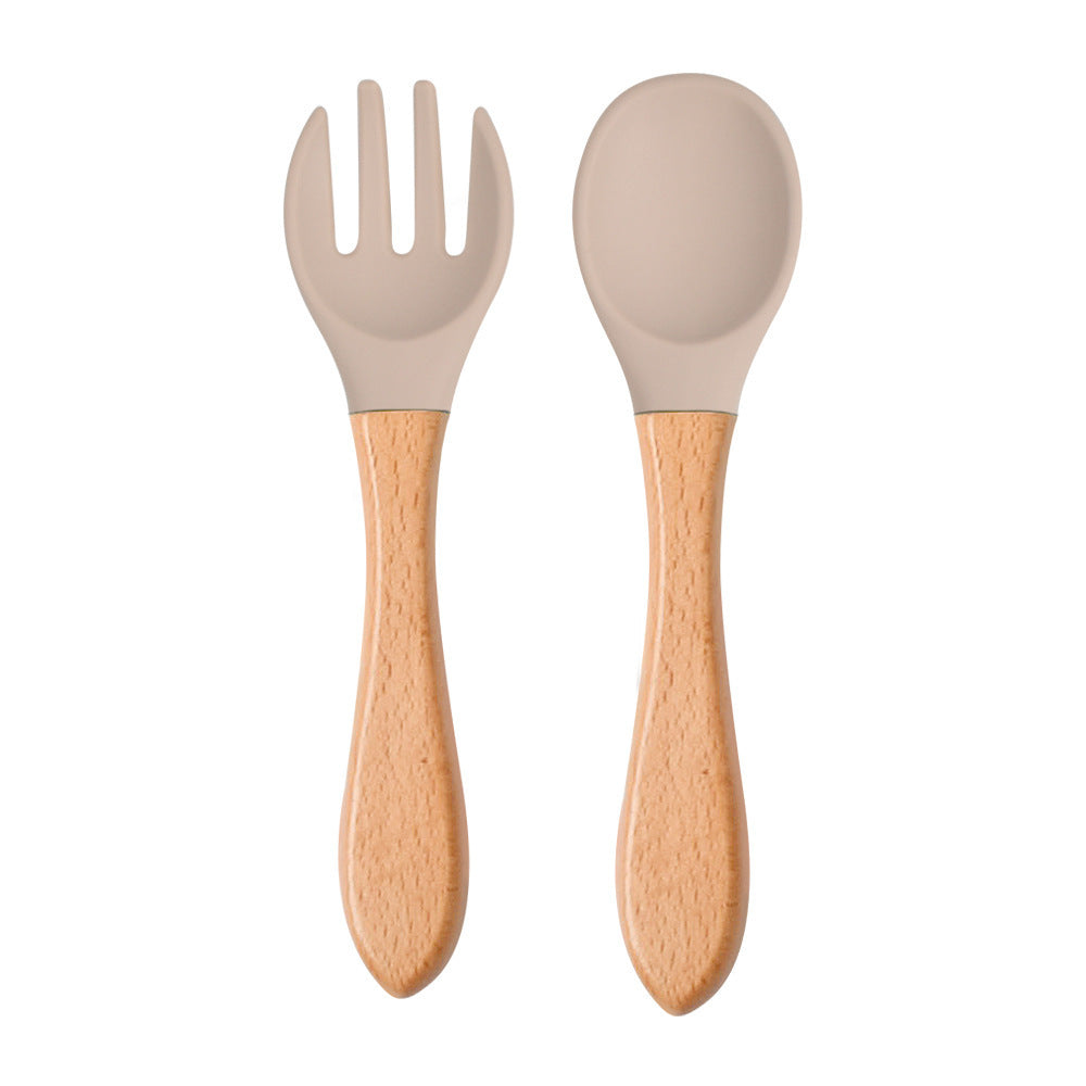 Eco-Friendly Silicone & Wood Utensil Set for Kids - Blue