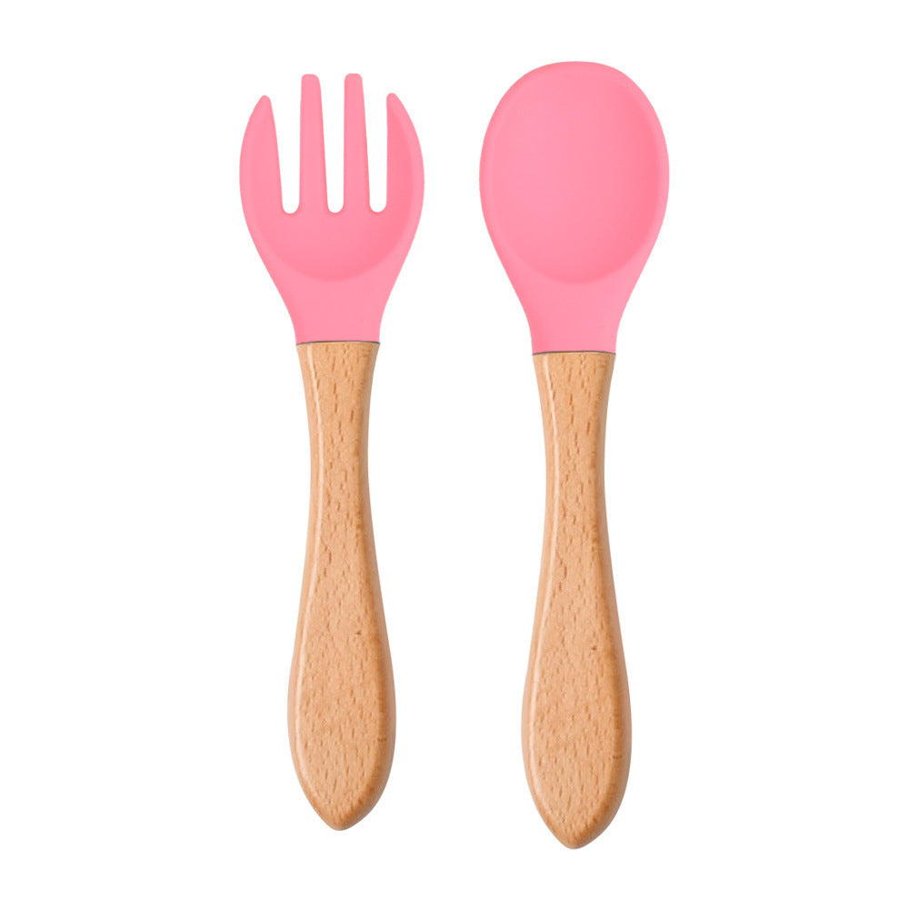 Eco-Friendly Silicone & Wood Utensil Set for Kids - Blue