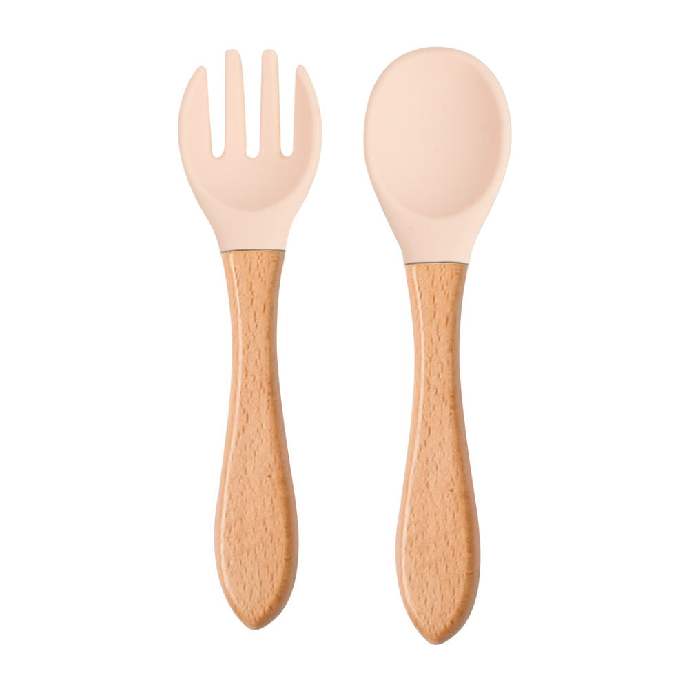 Eco-Friendly Silicone & Wood Utensil Set for Kids - Blue