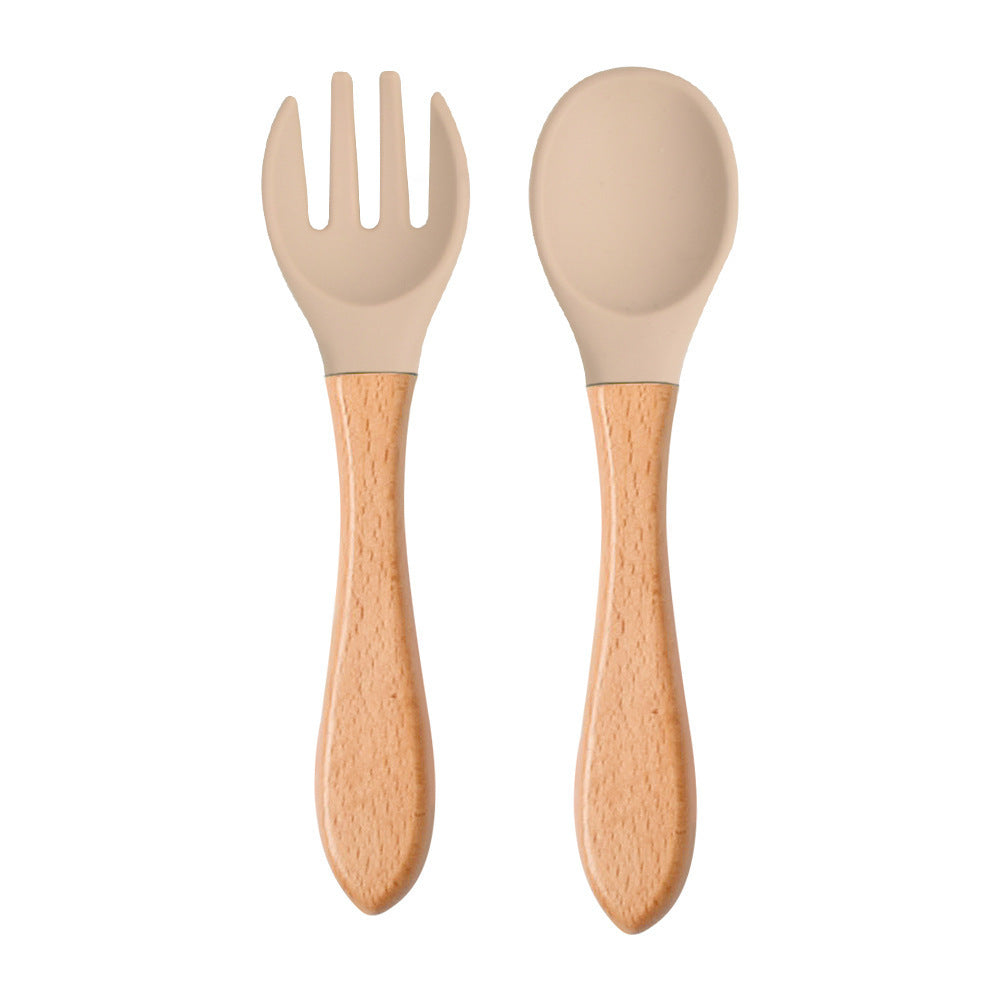 Eco-Friendly Silicone & Wood Utensil Set for Kids - Blue