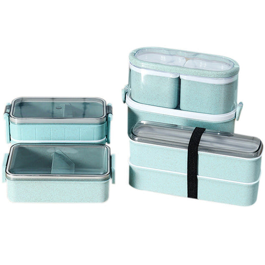 Light blue eco-friendly bento lunch box set with stackable design