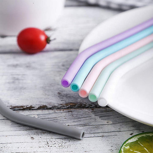 Assorted pastel reusable silicone straws