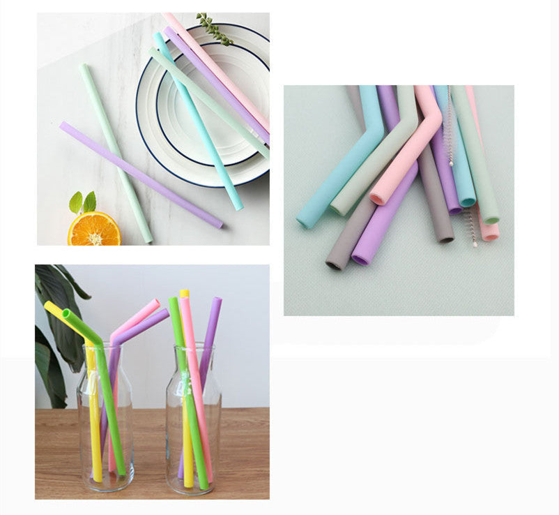 Eco-Friendly Reusable Silicone Straws - Assorted Pastel Colors