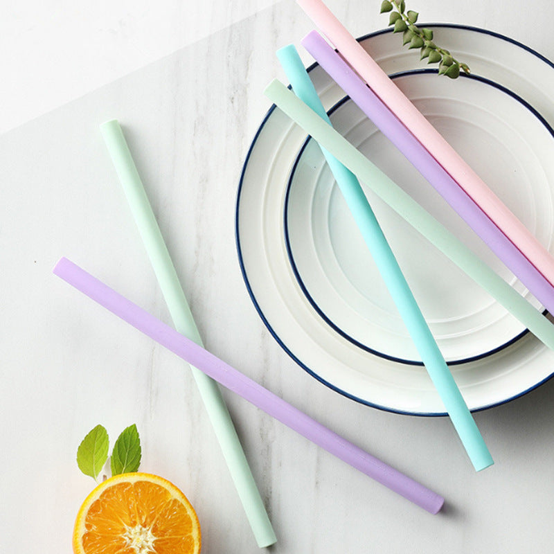 Eco-Friendly Reusable Silicone Straws - Assorted Pastel Colors