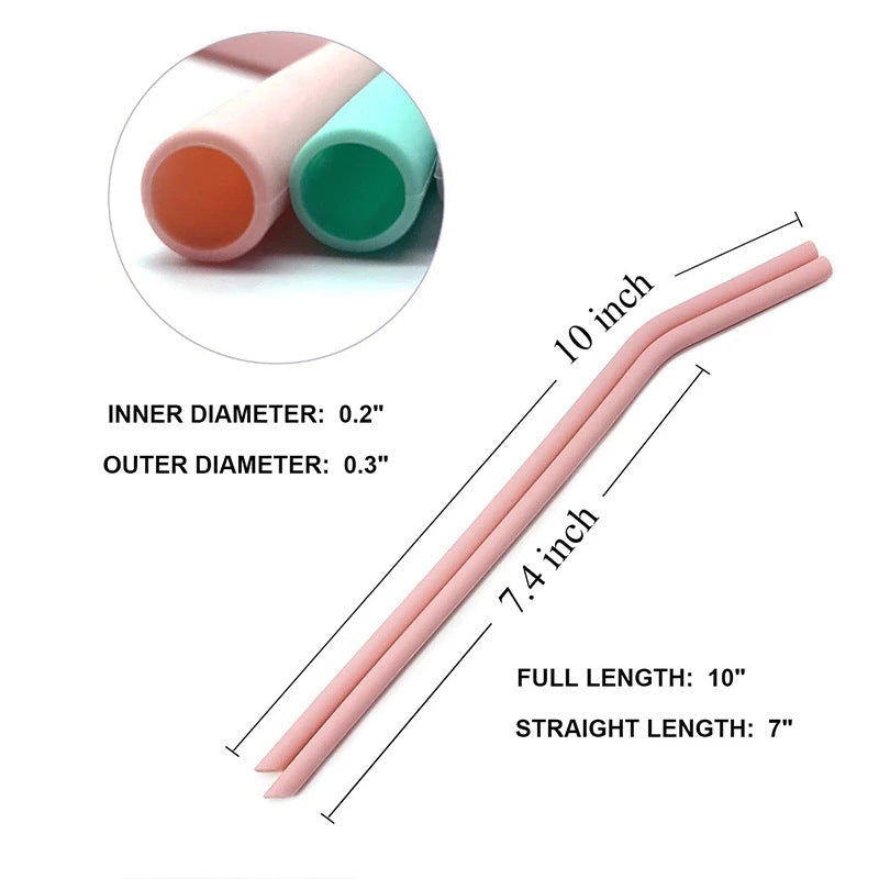 Eco-Friendly Reusable Silicone Straws - Assorted Pastel Colors