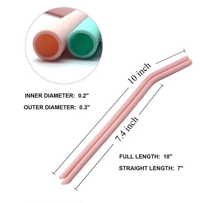 Eco-Friendly Reusable Silicone Straws - Assorted Pastel Colors