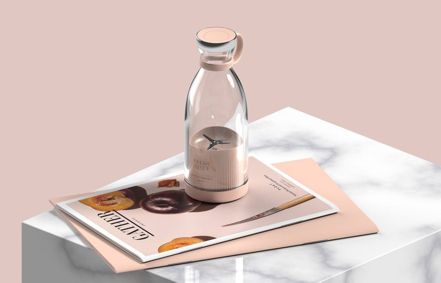 Eco-Friendly Reusable Pink Juice Bottle with Handle