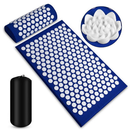 Black Acupressure Mat and Pillow Set for Wellness and Relaxation