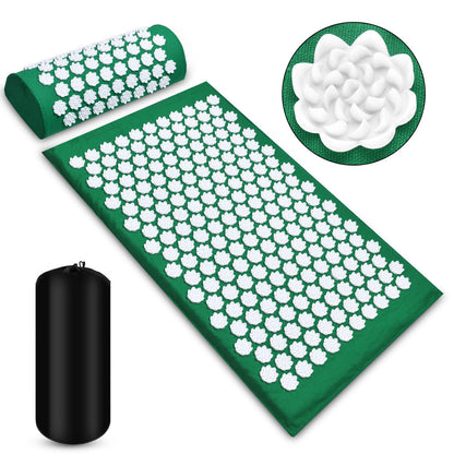 Black Acupressure Mat and Pillow Set for Wellness and Relaxation