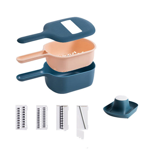 Multi-Functional Vegetable Slicer and Grater Set in Blue and Peach