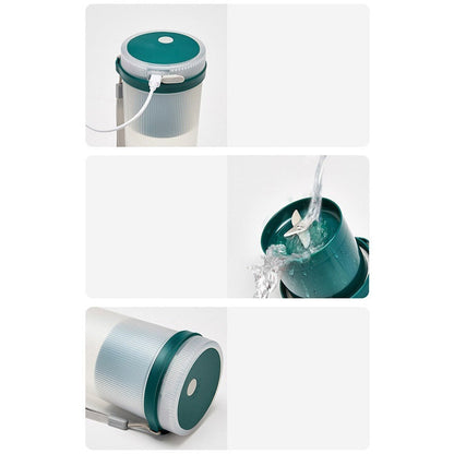 Portable Mini Juicer Blender - Light Pink with Blue Lid