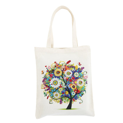 Eco-Friendly Canvas Tote Bag with Colorful Tree Design
