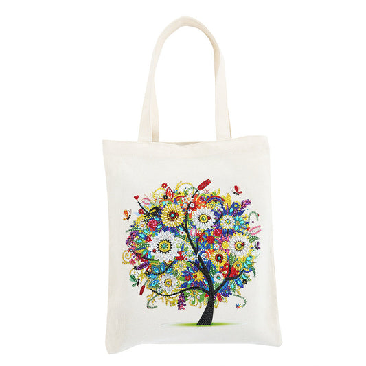 Eco-Friendly Canvas Tote Bag with Colorful Tree Design