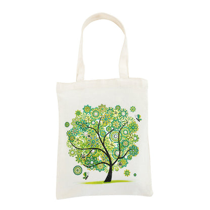 Eco-Friendly Canvas Tote Bag with Colorful Tree Design