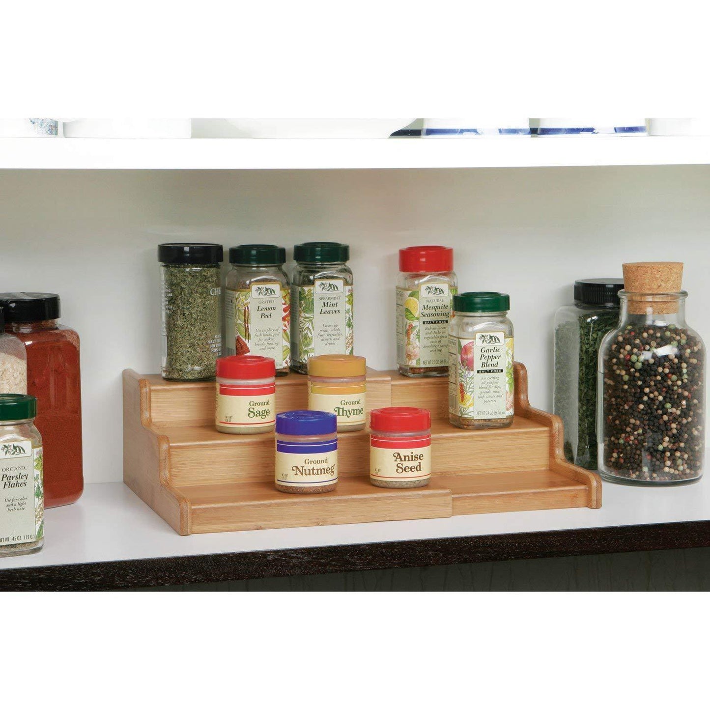 Bamboo Tiered Organizer - Eco-Friendly Storage Shelf for Home