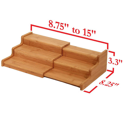 Bamboo Tiered Organizer - Eco-Friendly Storage Shelf for Home