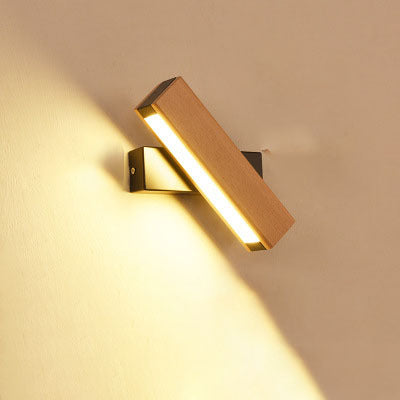 Eco-Friendly Wall-Mounted Light Fixture in Natural Wood and Black Accents