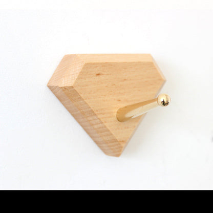 Natural Wood Wall Hook with Gold Metallic Accent