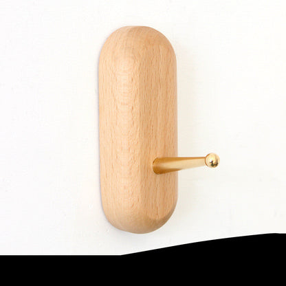 Natural Wood Wall Hook with Gold Metallic Accent