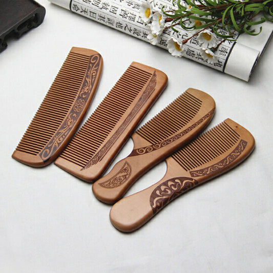 Eco-Friendly Wooden Comb Set with Decorative Engravings
