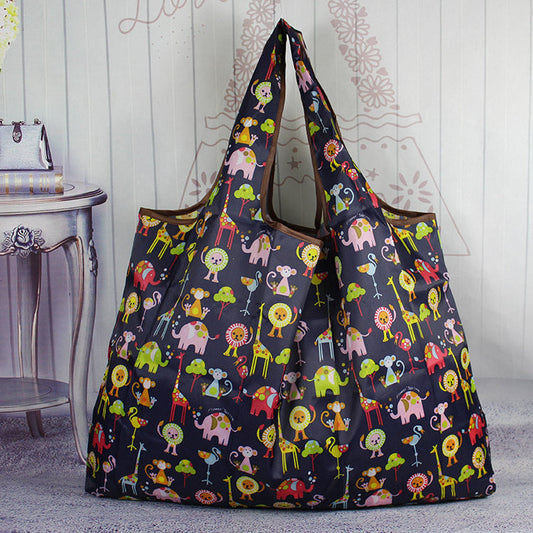 Eco-Friendly Reusable Shopping Bag with Colorful Animal Patterns