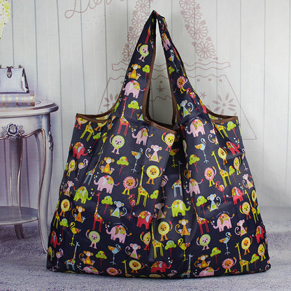 Eco-Friendly Reusable Shopping Bag with Colorful Animal Patterns