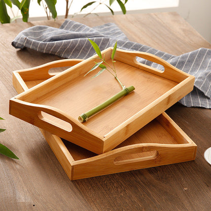 Eco-Friendly Bamboo Serving Tray with Natural Wood Finish