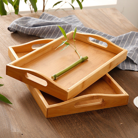 Eco-Friendly Bamboo Serving Tray with Natural Wood Finish
