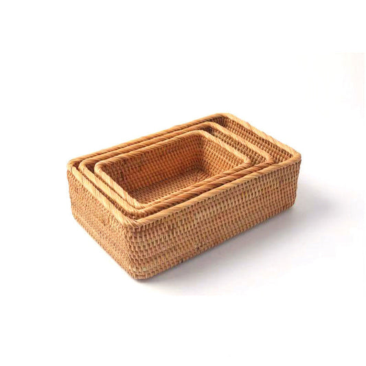 Natural woven nesting storage baskets for sustainable home organization